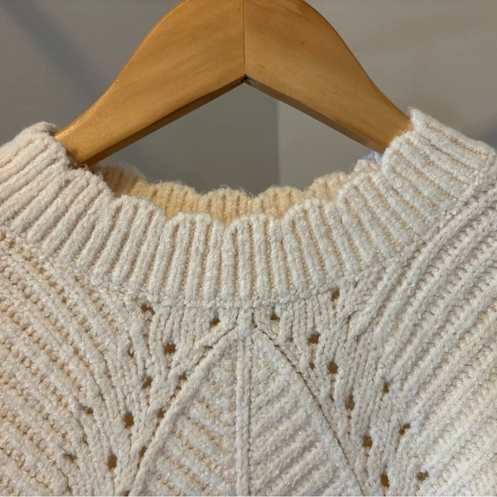 Anthropologie Pointelle Short-sleeve Ivory Knit Sweater NWT - Picture 8 of 9
